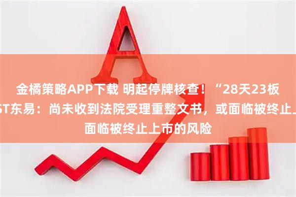 金橘策略APP下载 明起停牌核查！“28天23板大牛股”*ST东易：尚未收到法院受理重整文书，或面临被终止上市的风险